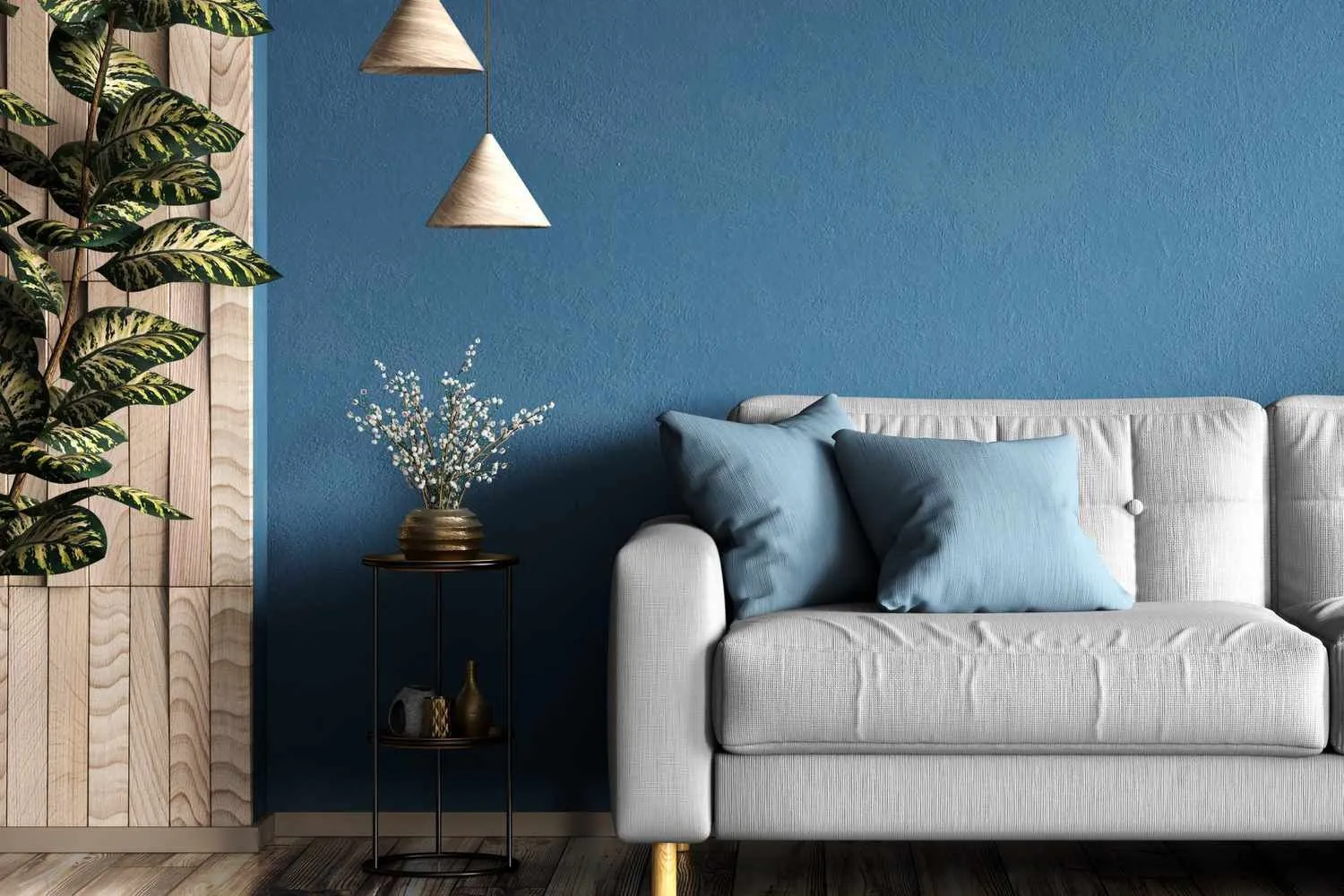 Modern blue interior paint job by Paint Masters Painting Contractors LLC. Interior painting services